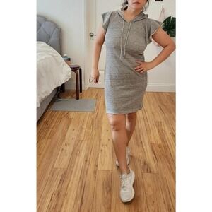 NWT Chaser Linen French Terry Flutter Sleeve Sweatshirt dress  S heather Grey